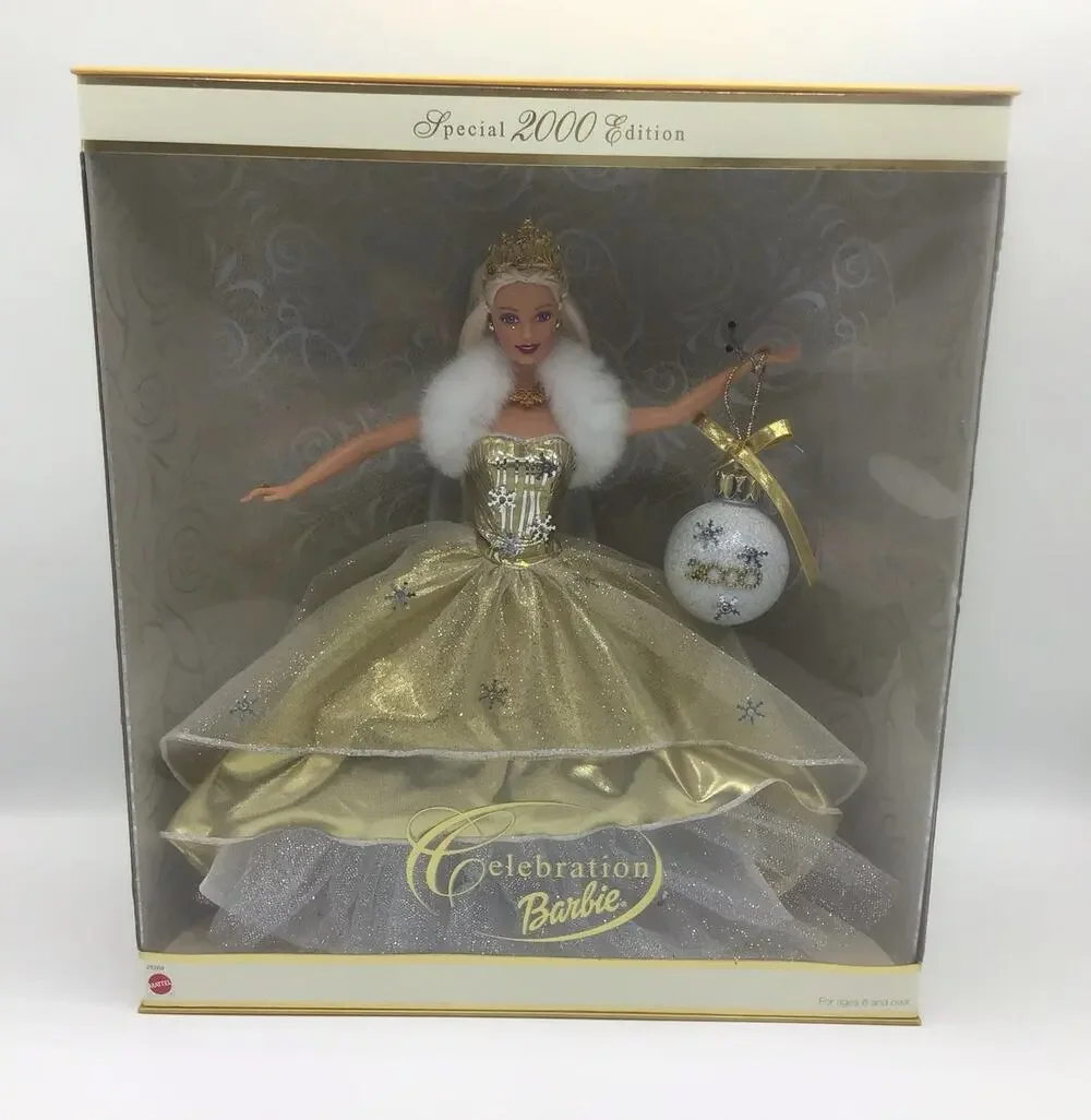 Vtg 2000 Special Edition Celebration Barbie Doll Gold Gown Holiday NRFB 28269
